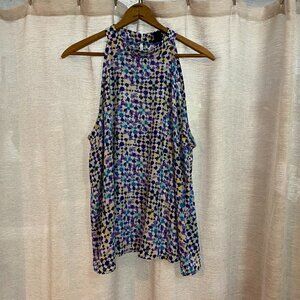 5W Blue Print Sleeveless Blouse Size L